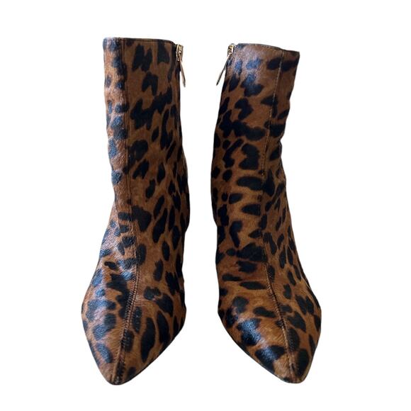 Sam Edelman Womens Size 8.5 Hilty Leather Calf Hair Animal Print Pointed Booties - Picture 2 of 8